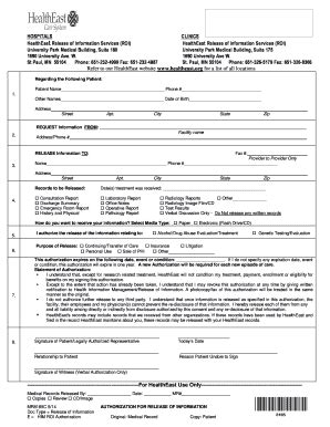 Healtheast General Release Papers - Fill and Sign Printable Template Online