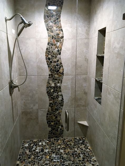 River Rock Shower Wall Design