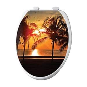100yellow® Sunset On Beach Toilet Seat Cover Sticker (Medium Size, 35 X ...