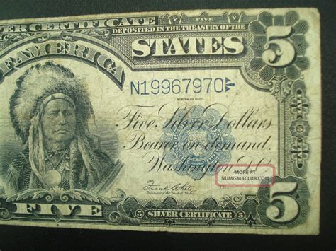 1899 $5 Five Dollar Indian Chief Silver Certificate Large Note