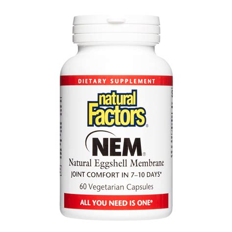 Natural Factors NEM - Natural Eggshell Membrane, 60 Veg Caps 500 mg ...