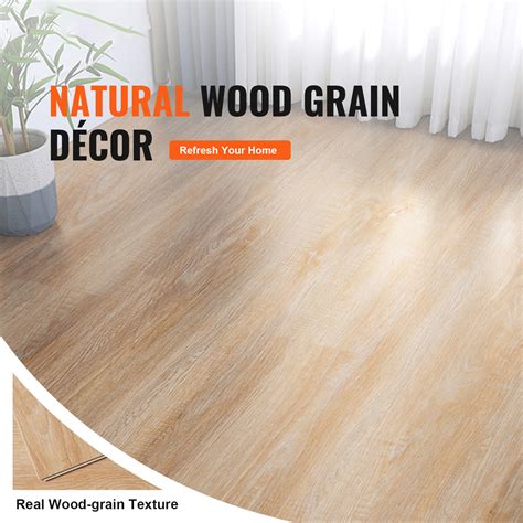 SKYSHALO 10 Pieces Interlocking Vinyl Floor Tiles Natural Wood Grain 5 ...