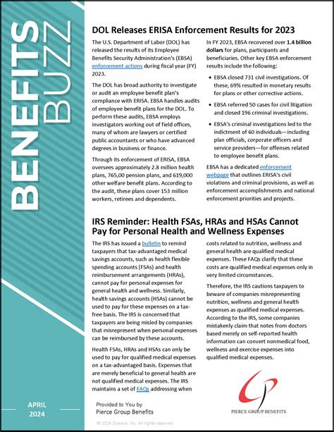 Benefits Newsletter: DOL Releases ERISA Enforcement Results for 2023 ...