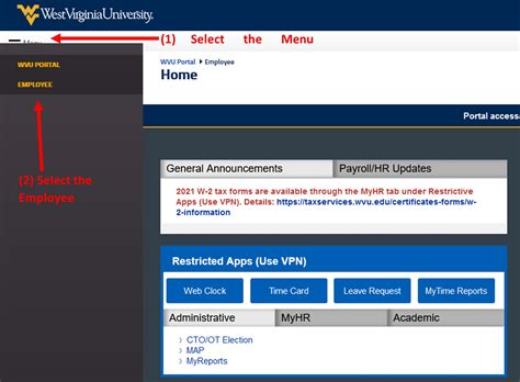 Accessing Your Electronic W-2 through the WVU Portal
