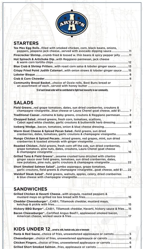 Artie's menus in Fairfax, Virginia, United States
