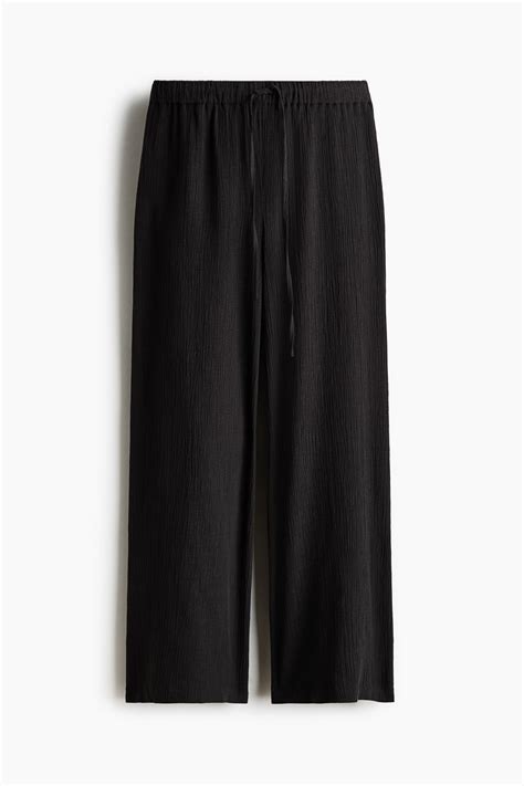 Women's Charcoal grey Linen-blend drawstring trousers | H&M IN