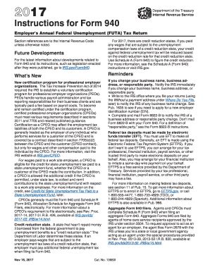 IRS Instructions 940 2017 - Fill out Tax Template Online