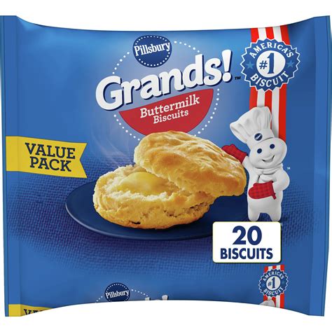 Pillsbury Grands! Buttermilk Biscuits Frozen Dough, Value Pack, 20 ct ...