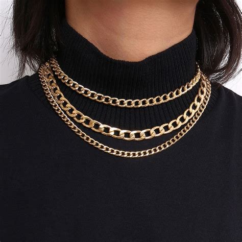 Buy Toniq Riri Bold Multi Layered Gold Linked Necklace For Women ...