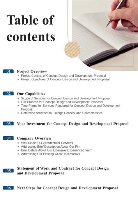 Image result for Proposal Table of Contents Template