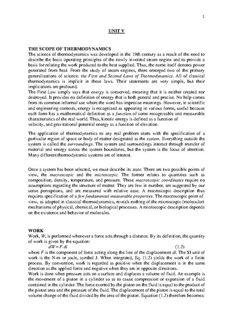 Unit V 2024 - Nil - UNIT V THE SCOPE OF THERMODYNAMICS The science of ...