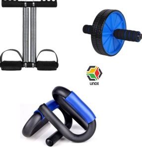 LINOX best combo of tummy trimmer black,ab roller and push up bars ...