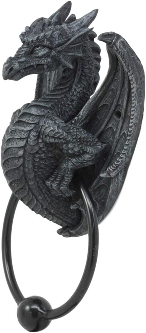 Buy Ebros Faux Stone Fantasy Saurian Dragon Grasping Ring Door Knocker ...