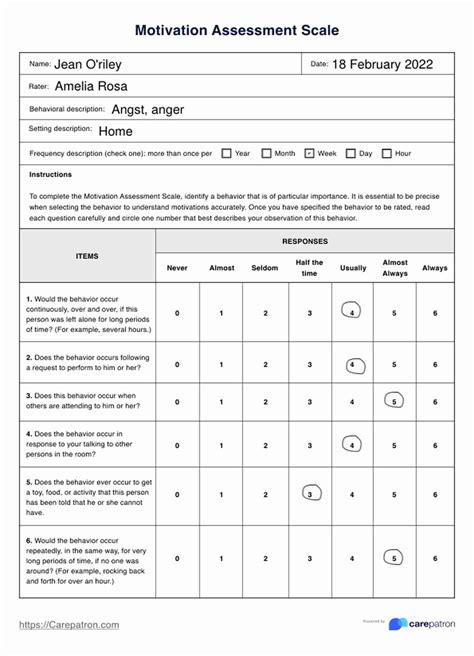 Motivation Assessment Scale II & Example | Free PDF Download