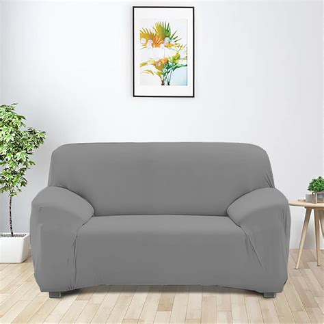 HOTKEI 2 Seater Light Grey Polycotton Big Universal Non-Slip Elastic ...