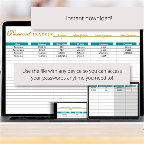 Editable Password Log Excel Spreadsheet, Account and Login Organizer ...