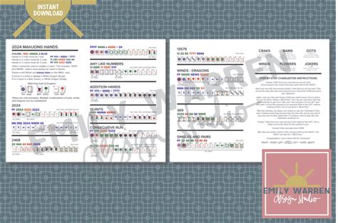 PRINTABLE 2024 Mahjong Hands Cheat Sheet, Instant Download, Mah Jongg ...