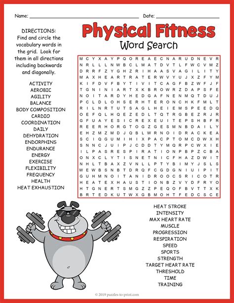 Exercise Word Search Printable 的图像结果