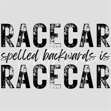 Racecar Spelled Backwards is Racecar - PNG - Etsy