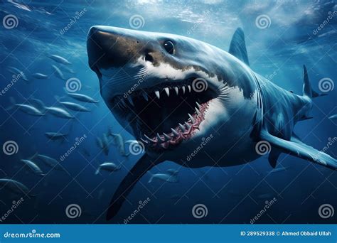 Aquatic Apex Predators Seamless Shark Pattern Vector Illustration | CartoonDealer.com #315600514