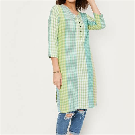 Buy Women Checked Straight Kurta Online at just Rs. 549.0 ...