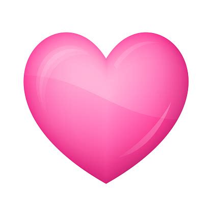Glossy Pink Heart Icon On White Background Stock Illustration ...