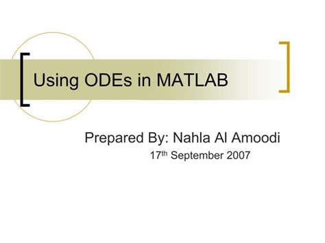 Image result for MATLAB Ode Practice Problems