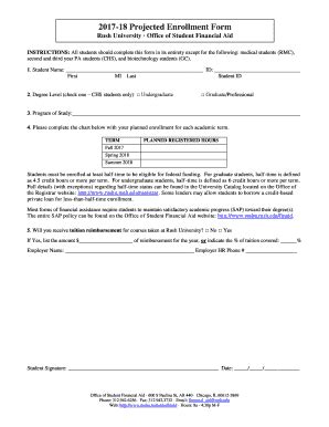 Fillable Online rushu rush 2017-18 Projected Enrollment Form - rushu ...