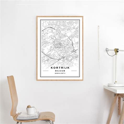 KORTRIJK MAP PRINT, High Res Map, Map of Kortrijk, Kortrijk City Map ...