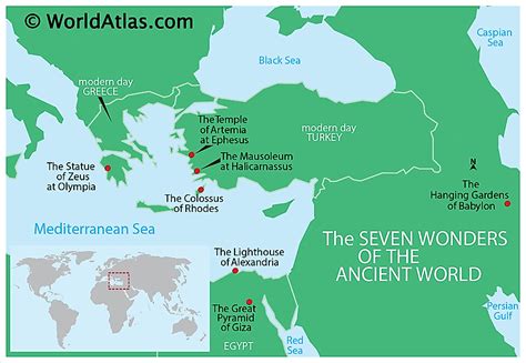 Old 7 Wonders of the World Map 的图像结果