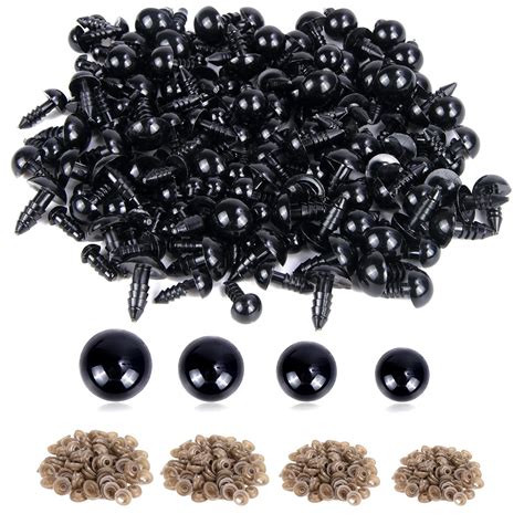 UPINS 500 Pieces Black Plastic Safety Eyes with Washers for Crochet ...