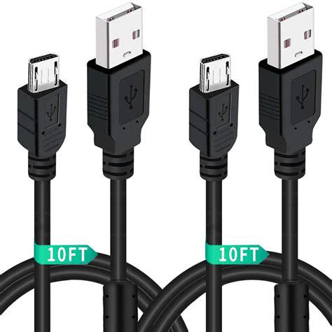 2 Pack 10FT PS4 Controller Charger Charging Cable with Magnetic Ring ...