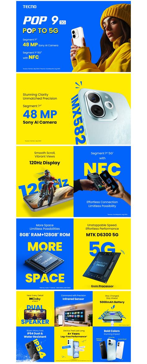 Buy Tecno Pop 9 5G 64 GB, 4 GB RAM, Midnight Shadow, Mobile Phone at ...