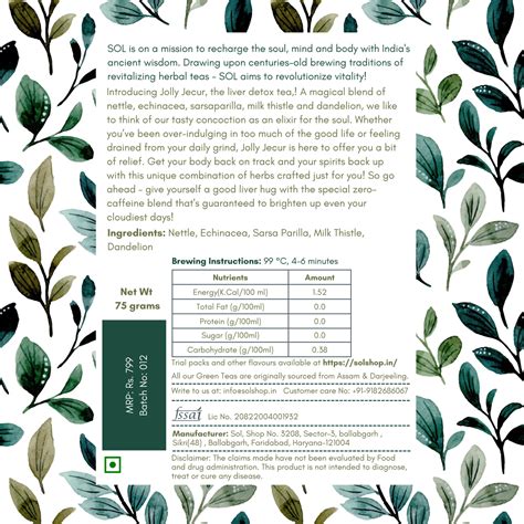 SOL Liver Detox Tea For Fatty Liver With Milk Thistle & Dandelion – Solshop