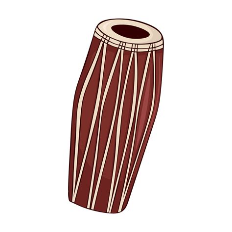 Vector illustration of mrdanga indian two-sided drum khol played with ...