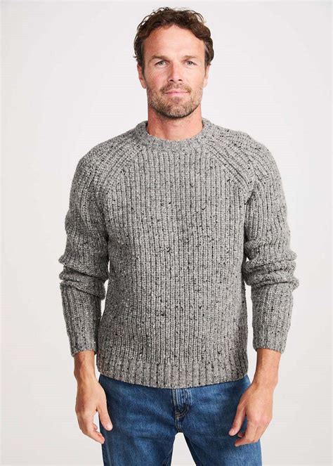 Men's Fisherman Rib Nepped Sweater | Grey