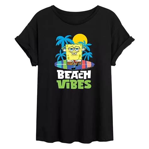 Juniors' Nickelodeon SpongeBob "Beach Vibes" Oversized Graphic Tee