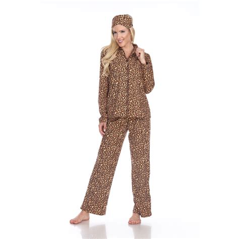 White Mark Women's 3-Piece Cheetah Print Pajama Set on Storenvy