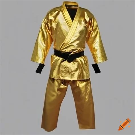 Champion karate uniform in shiny gold