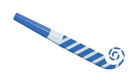 Unrolling party horn, sound whistle, birthday blower. Striped blue and ...