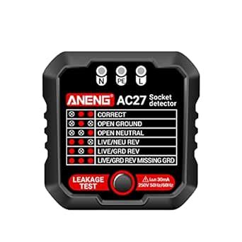Outlet Tester 250V Fast Detection Socket Tester Receptacle Detector ...