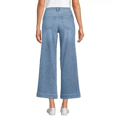 Women's Lands' End Recover Denim High Rise Wide Leg Crop Jeans