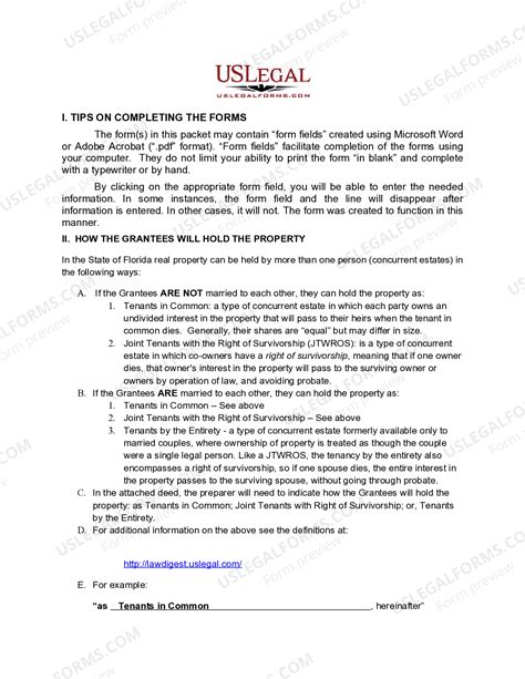 Printable Lady Bird Deed Florida Form