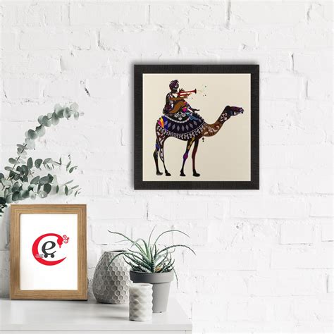 Villager on Camel Matt Textured UV Art Painting - eCraftIndia Online