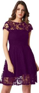 Irish Elk Women Fit and Flare Purple Dress - Buy Irish Elk Women Fit ...