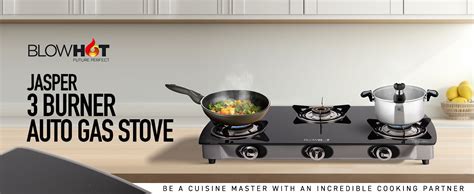 BLOWHOT Heavy Brass Burner 3 Burner Auto Ignition Gas Stove - Toughened ...