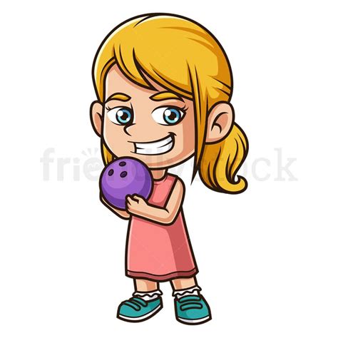 Cartoon Girl Bowling Vector Image - FriendlyStock