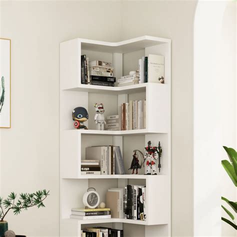 Composite Wood Vertical Corner Cube Storage with 6-Shelf, Open Back ...