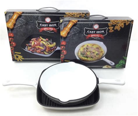 Lot - (2pc) Chefs Counter Cast Iron Skillet & Grill Pan