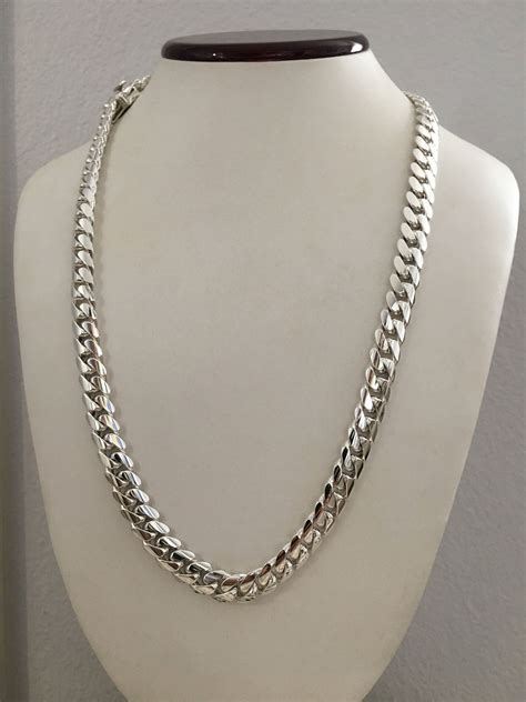 10mm,26 Inches,pure Solid Silver 999,hand Made Cuban Link Chain. - Etsy ...